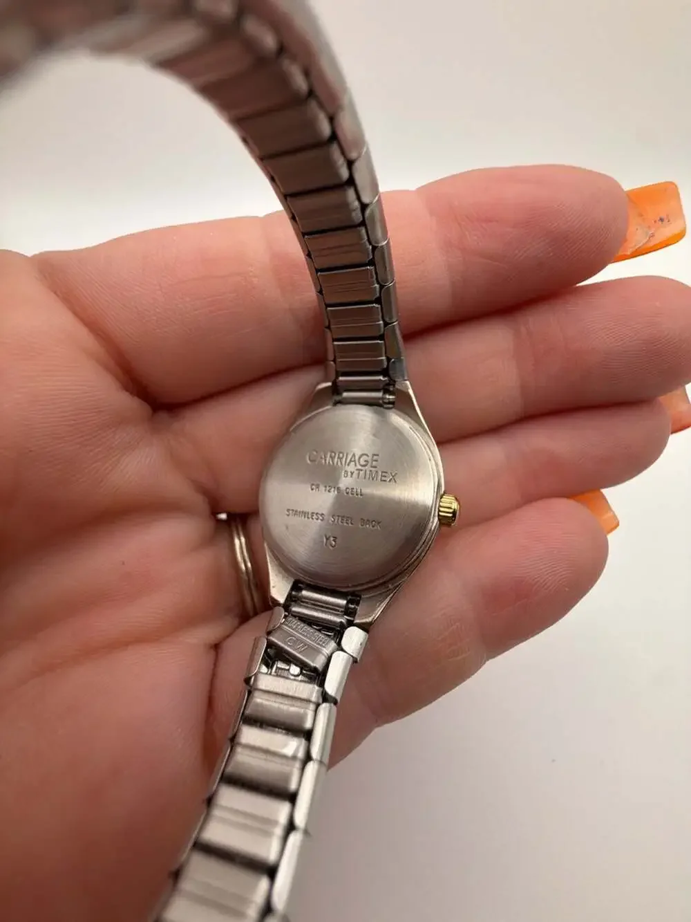 Carriage by Timex Women's Two-Tone Oval Quartz Watch with Expansion Bracelet